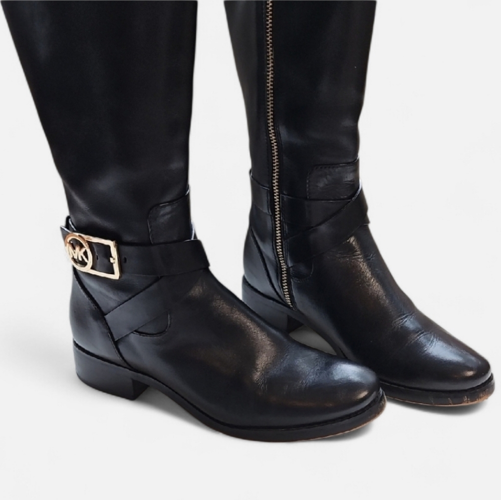 MICHAEL Michael Kors Bryce Tall Boot, Black Leather, Size 6M